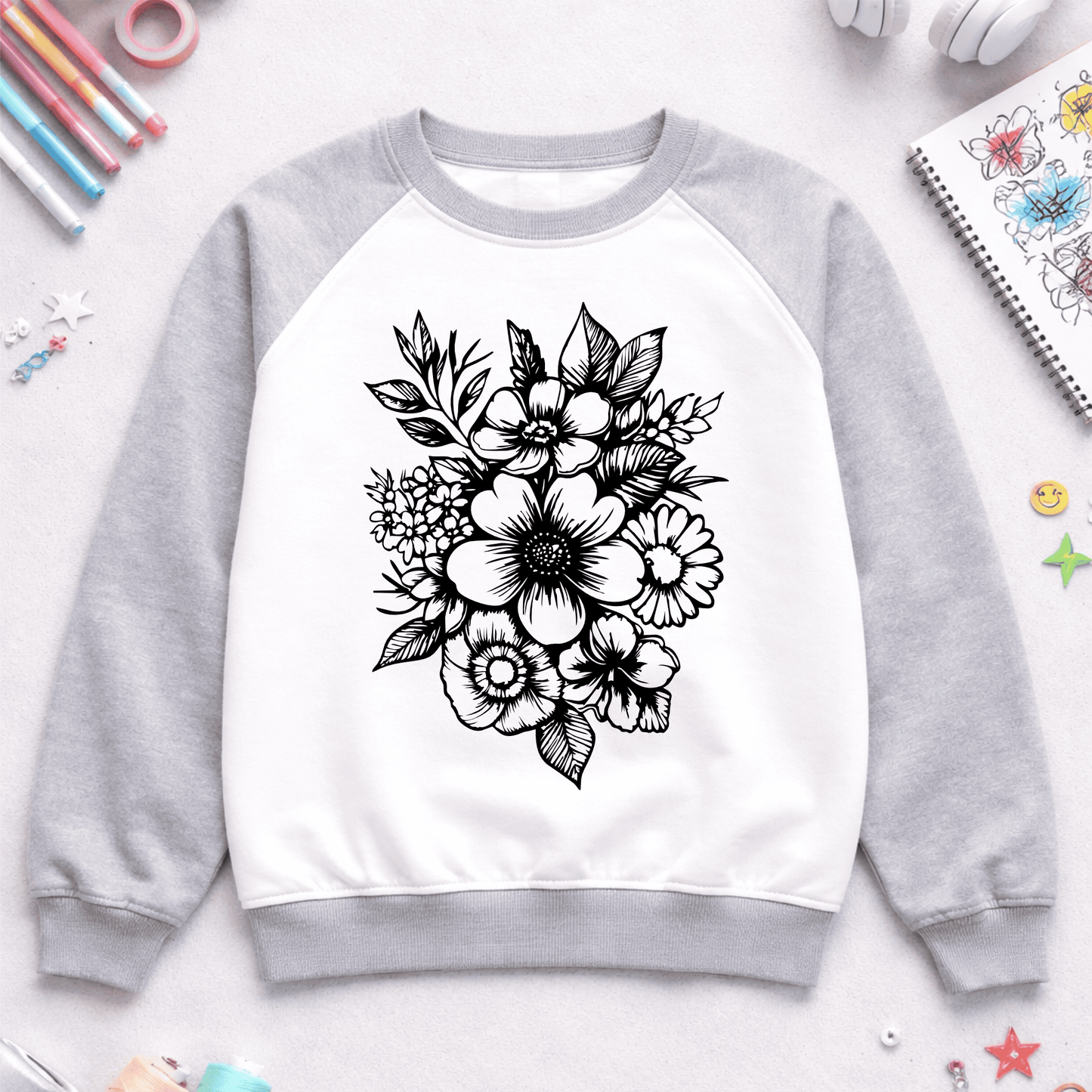 Printable wildflower bouquet PDF file for craft and decor projects