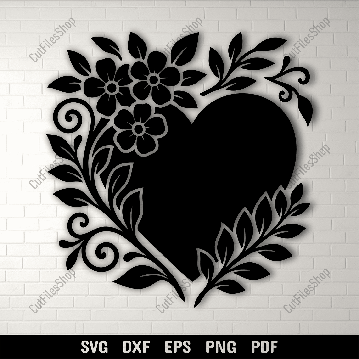 Floral heart SVG for Valentine crafts