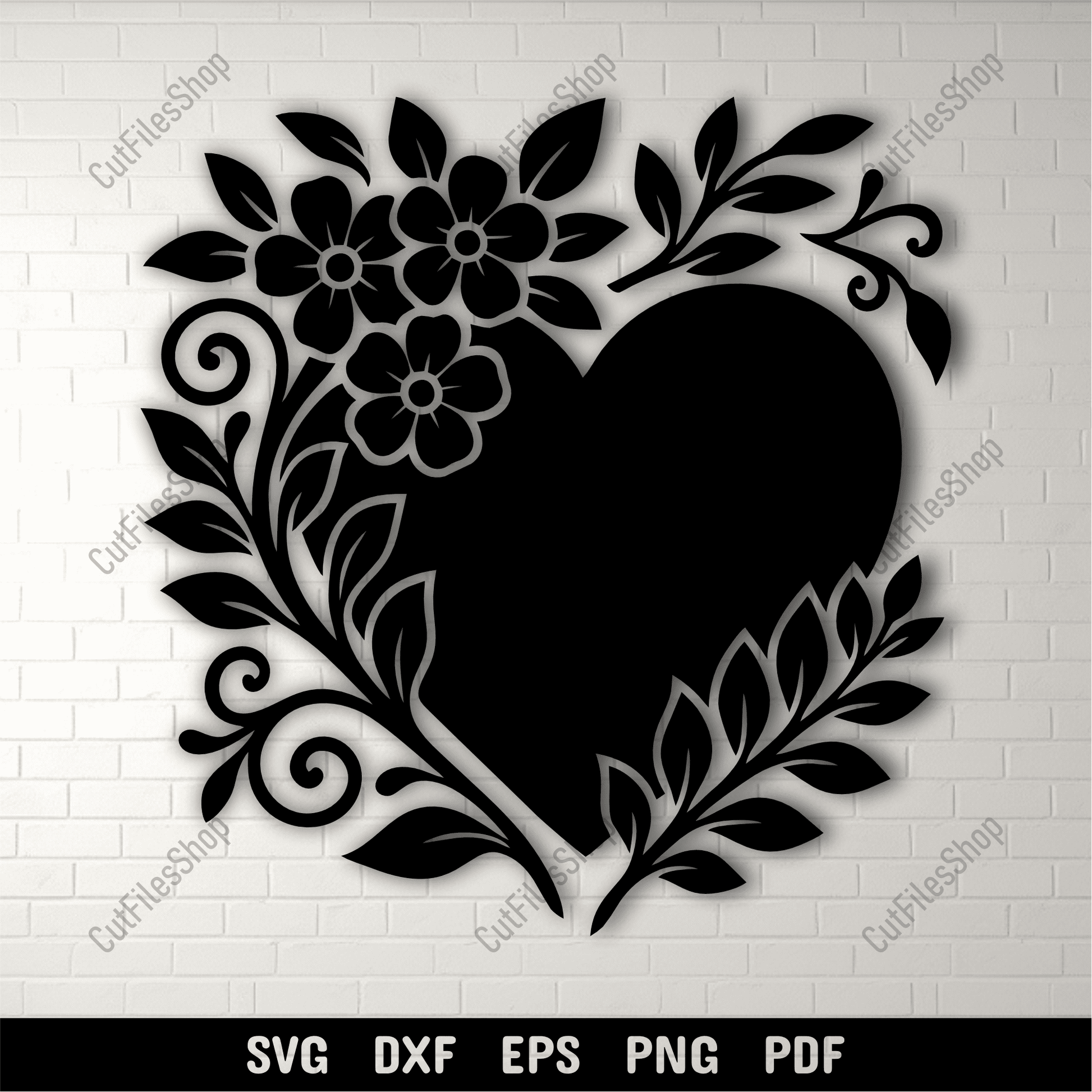 Floral heart SVG for Valentine crafts