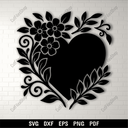 Floral heart SVG for Valentine crafts