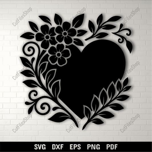 Floral heart SVG for Valentine crafts