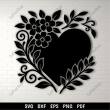 Load image into Gallery viewer, Floral heart SVG for Valentine crafts
