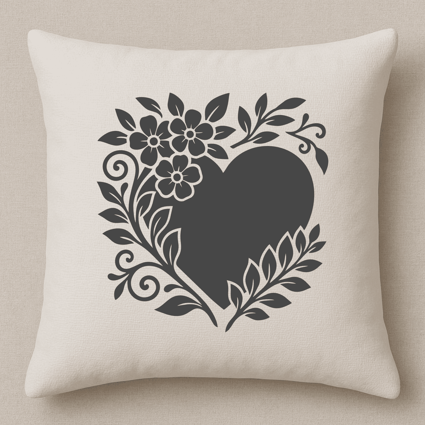 Romantic flower heart DXF file