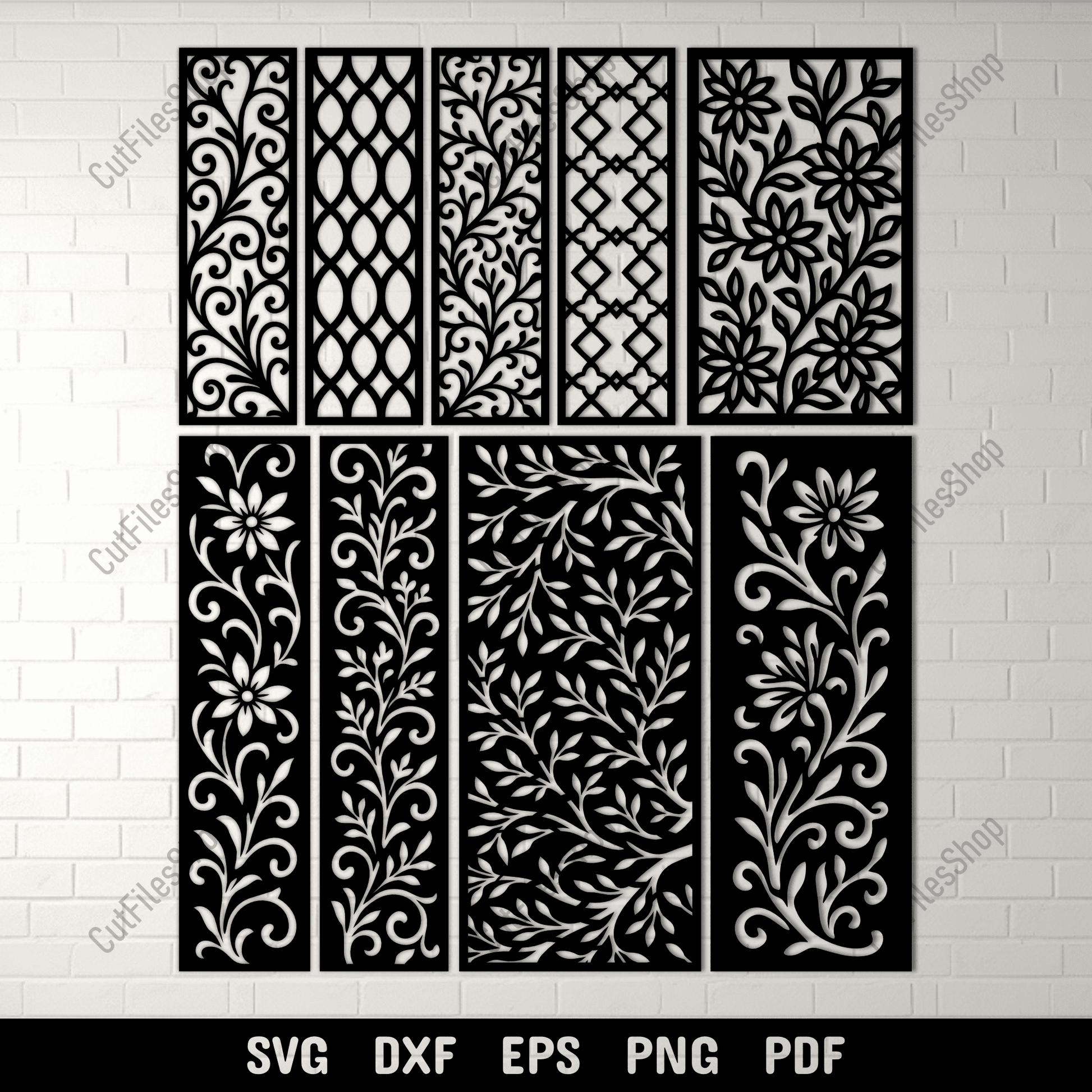 Floral panel SVG DXF EPS PNG for Cricut, laser cutting, CNC
