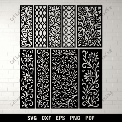 Floral panel SVG DXF EPS PNG for Cricut, laser cutting, CNC