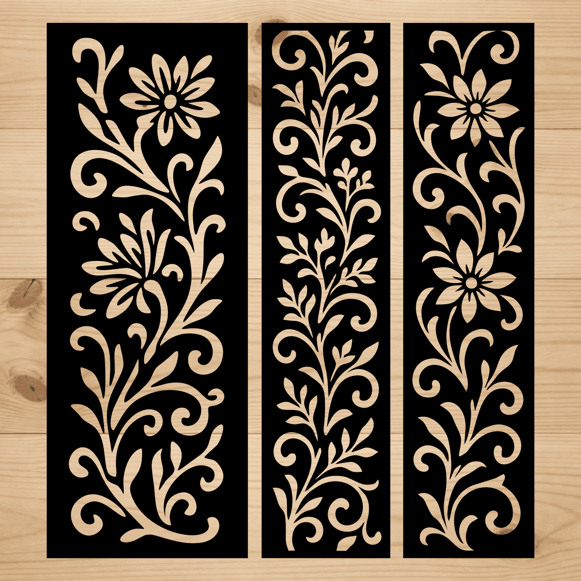 Floral vine panel artwork SVG PNG for Silhouette, xToo