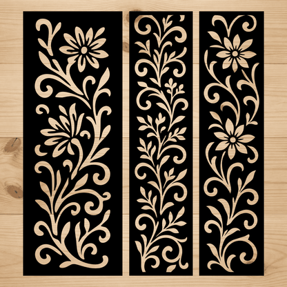 Floral vine panel artwork SVG PNG for Silhouette, xToo