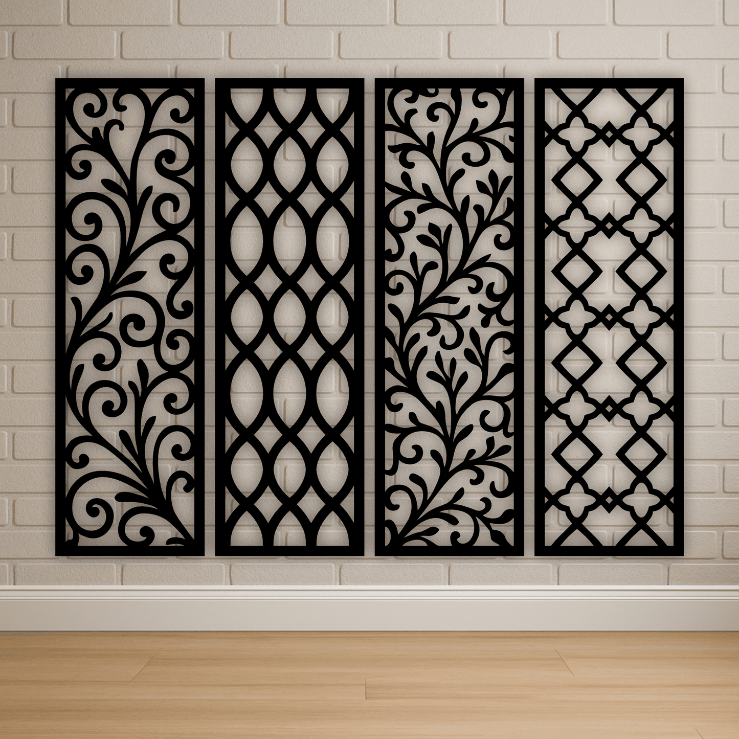 Decorative floral panel set SVG DXF EPS for CNC, plasma cutting and laser screens