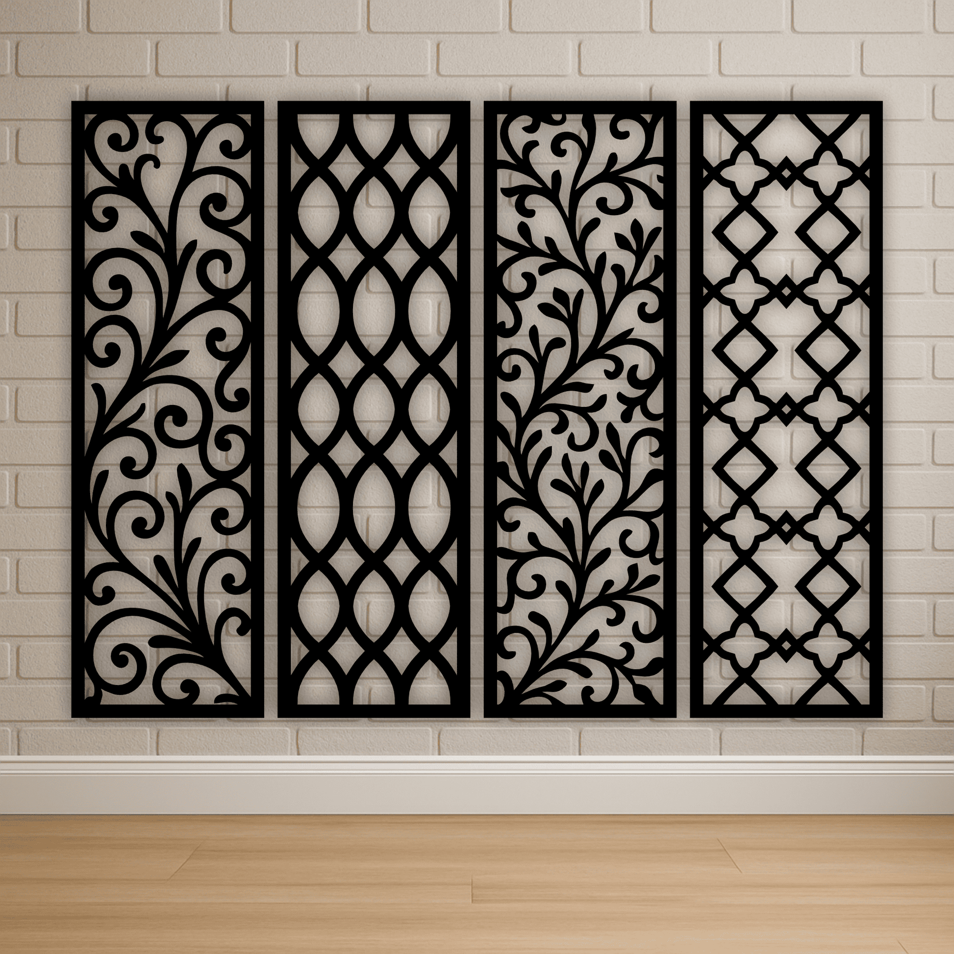 Decorative floral panel set SVG DXF EPS for CNC, plasma cutting and laser screens