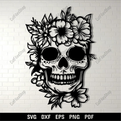 sugar skull floral svg design