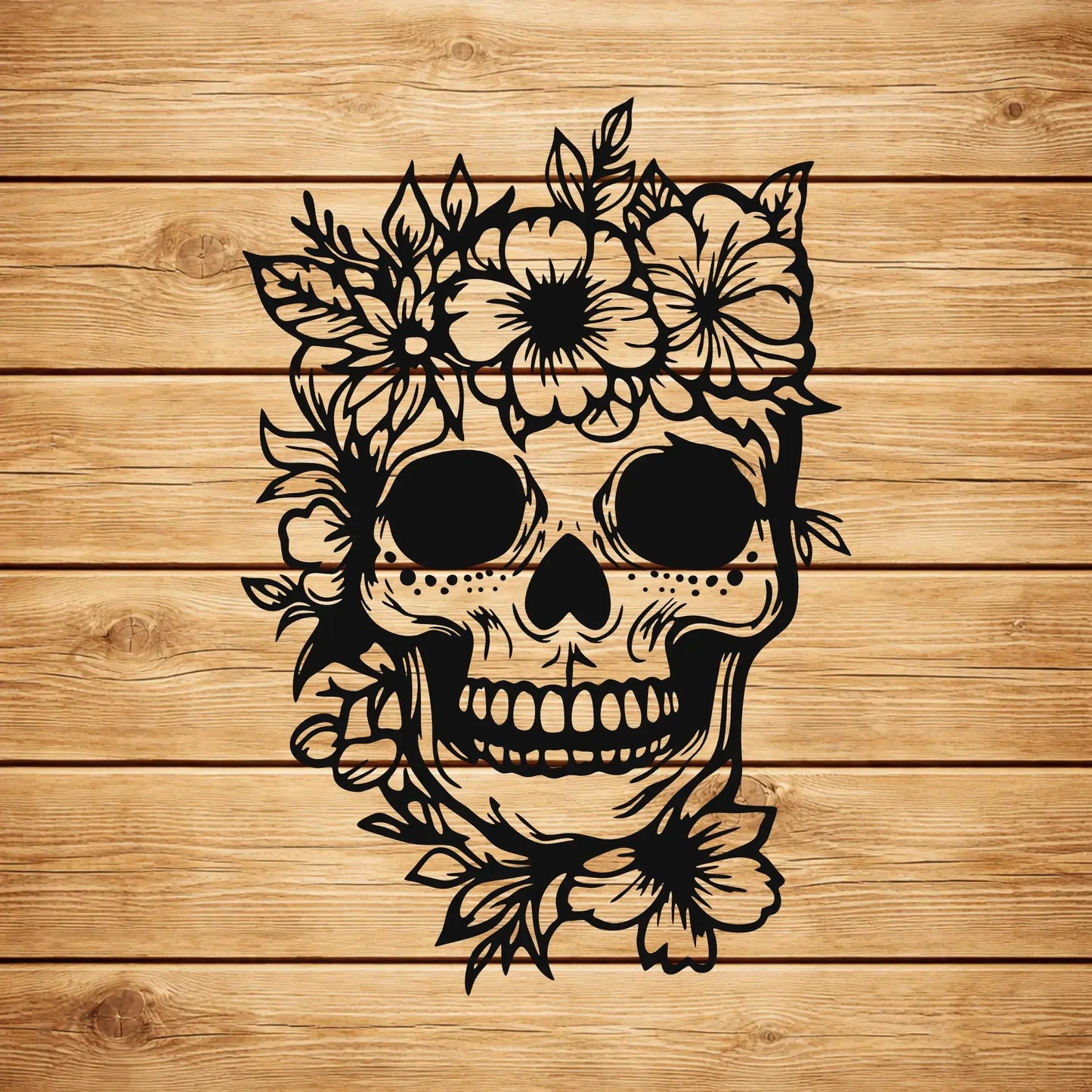 skull flower svg laser cut design
