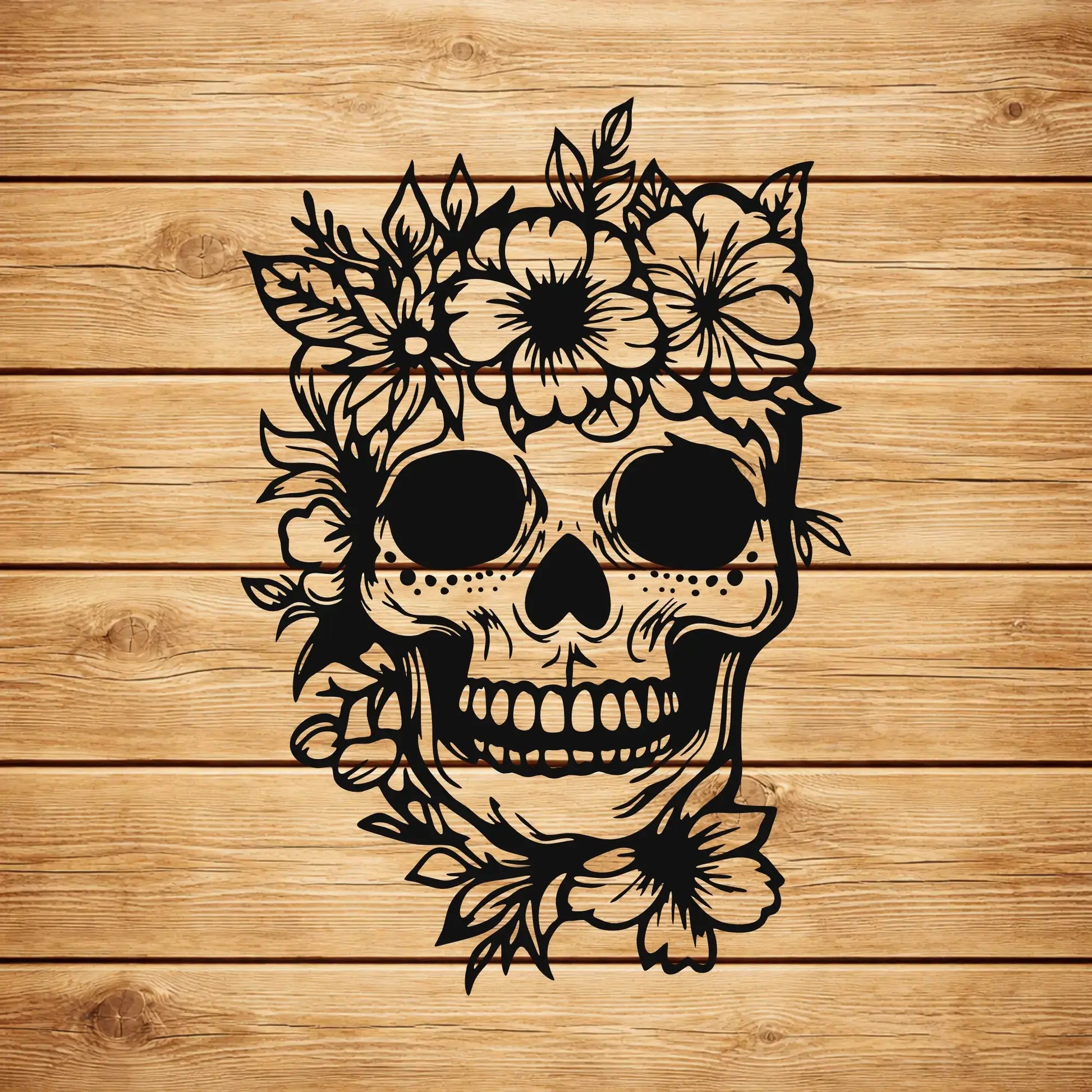 skull flower svg laser cut design