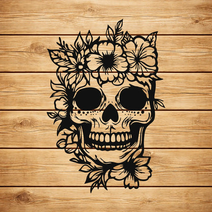 skull flower svg laser cut design