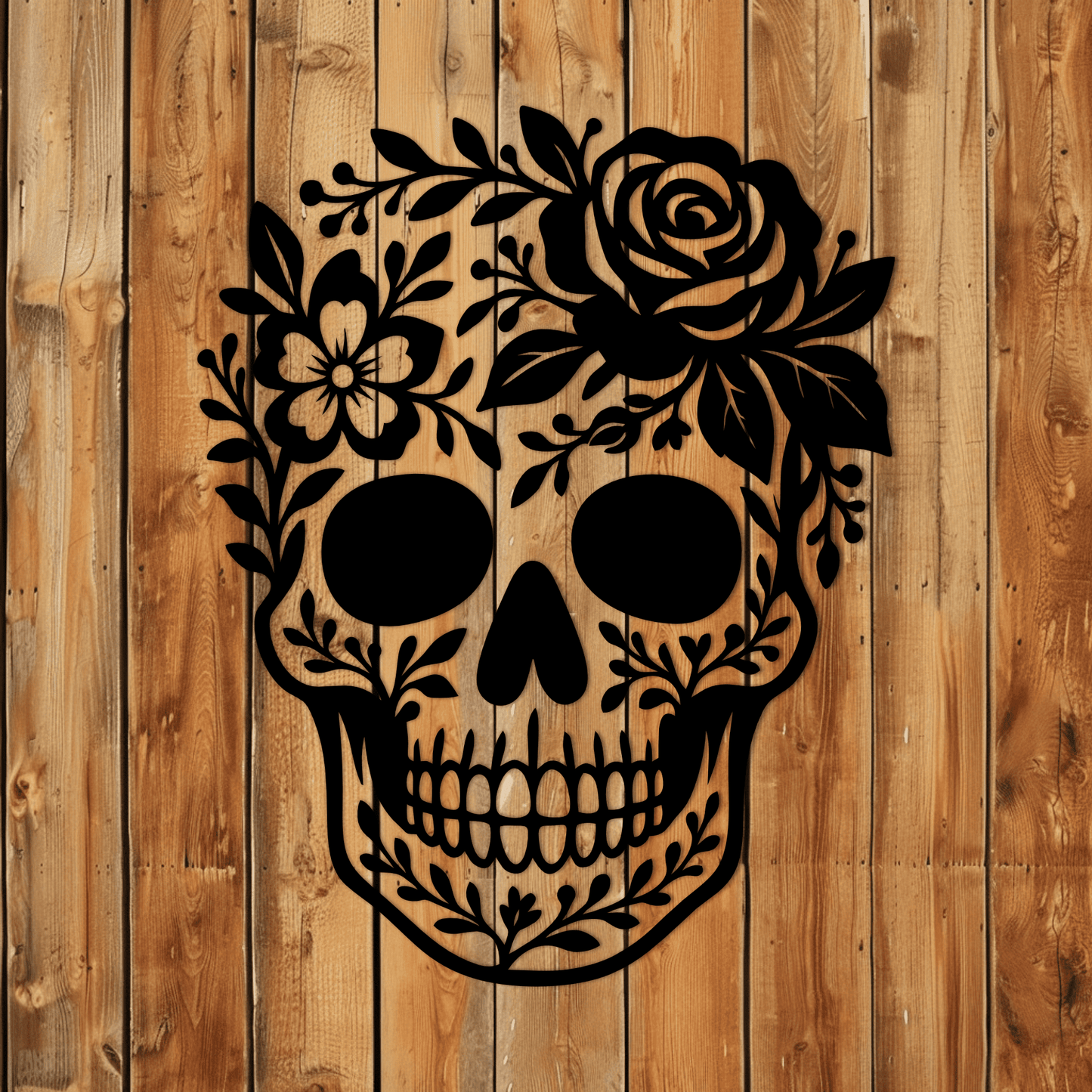 Floral skull clipart for Halloween décor and craft machines