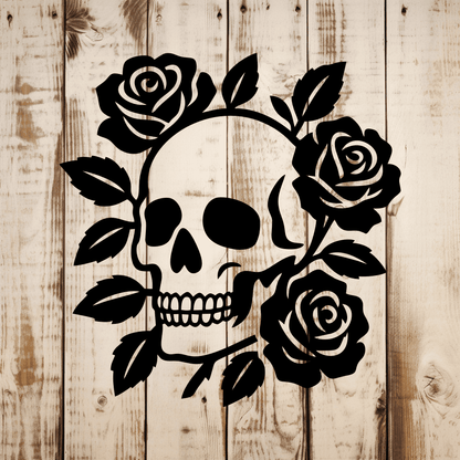 Floral skull wall art SVG DXF for laser cutting and CNC signs