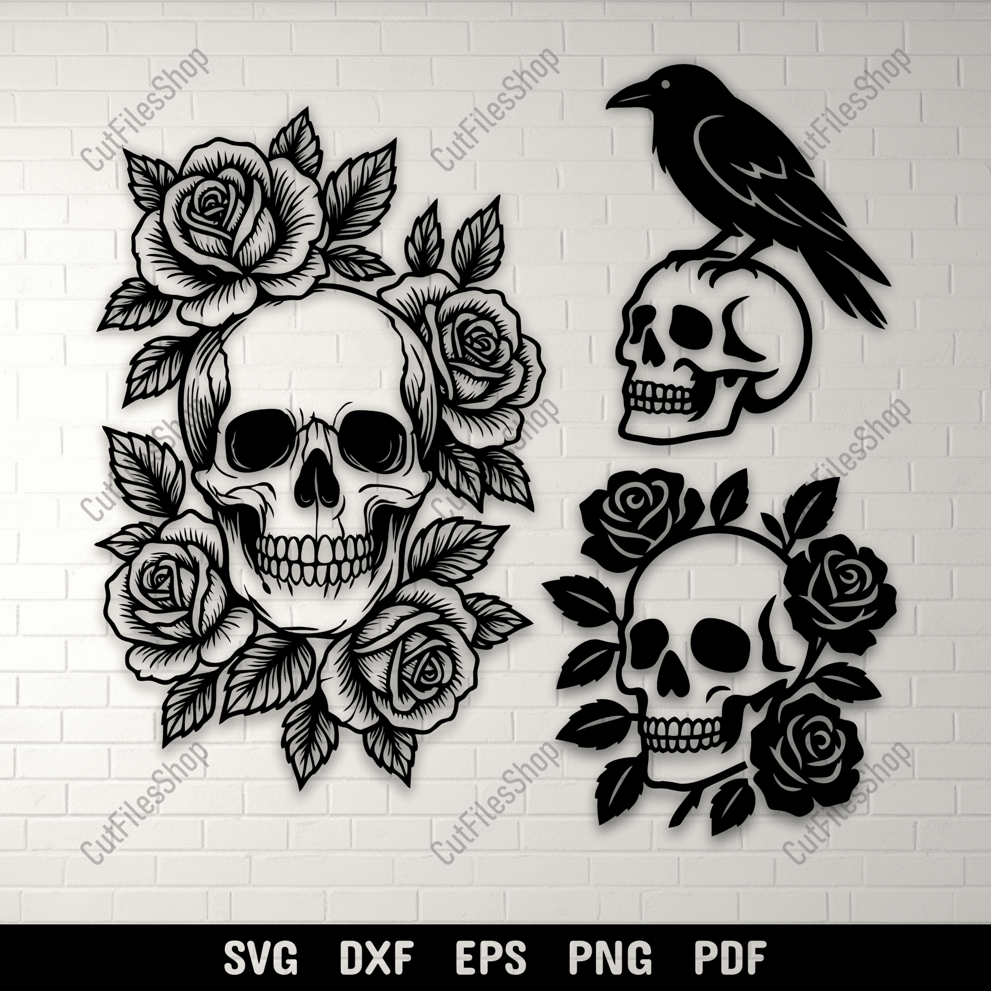 Skull Rose SVG DXF EPS PNG for Cricut, laser cutting, CNC and sublimation