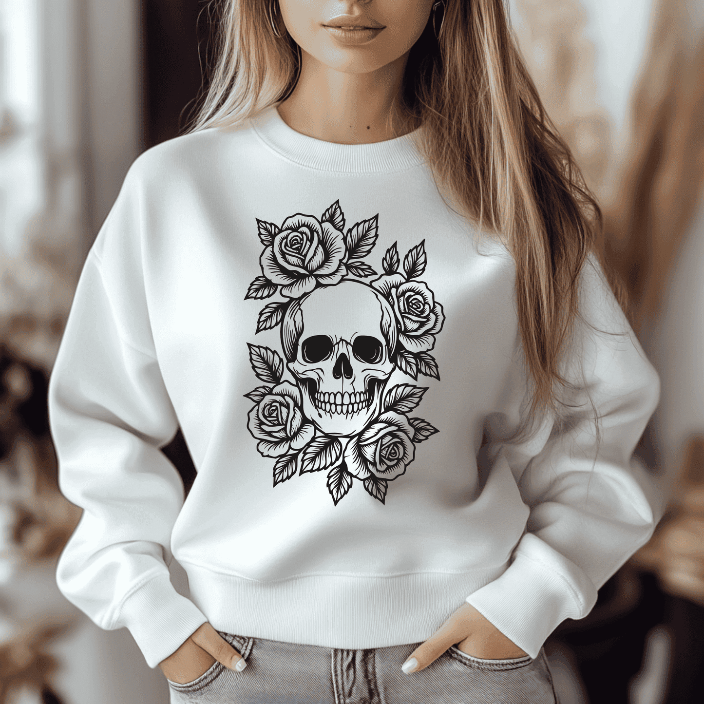 Dark skull rose artwork SVG EPS for Cricut, sublimation and crafts