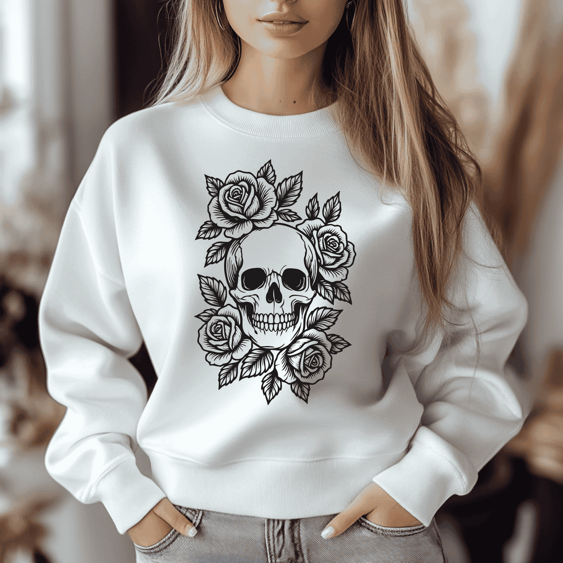 Dark skull rose artwork SVG EPS for Cricut, sublimation and crafts