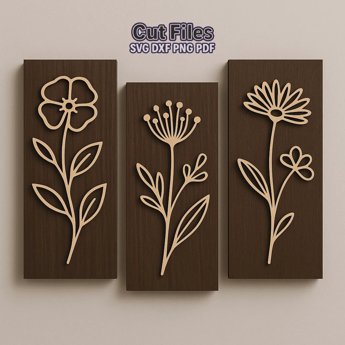 floral wall decor dxf plywood panels