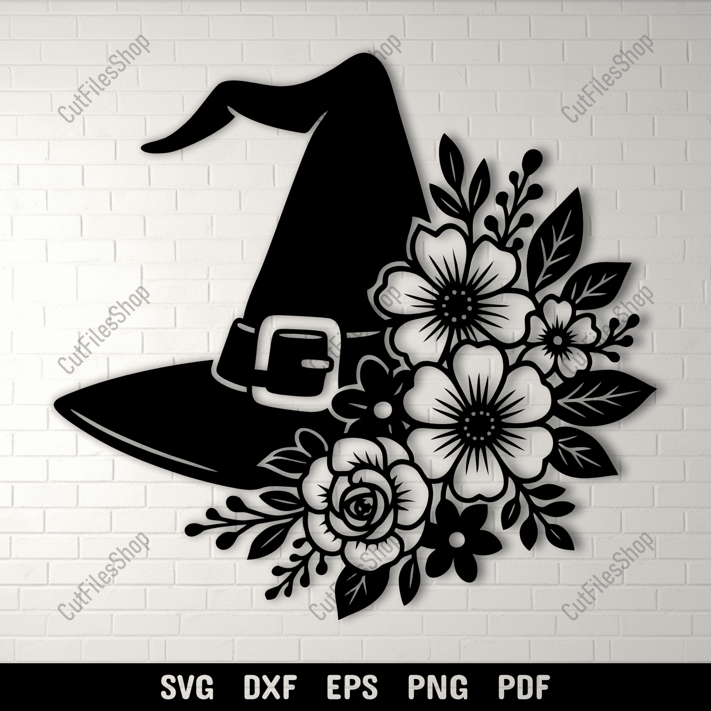Floral witch hat metal wall art design