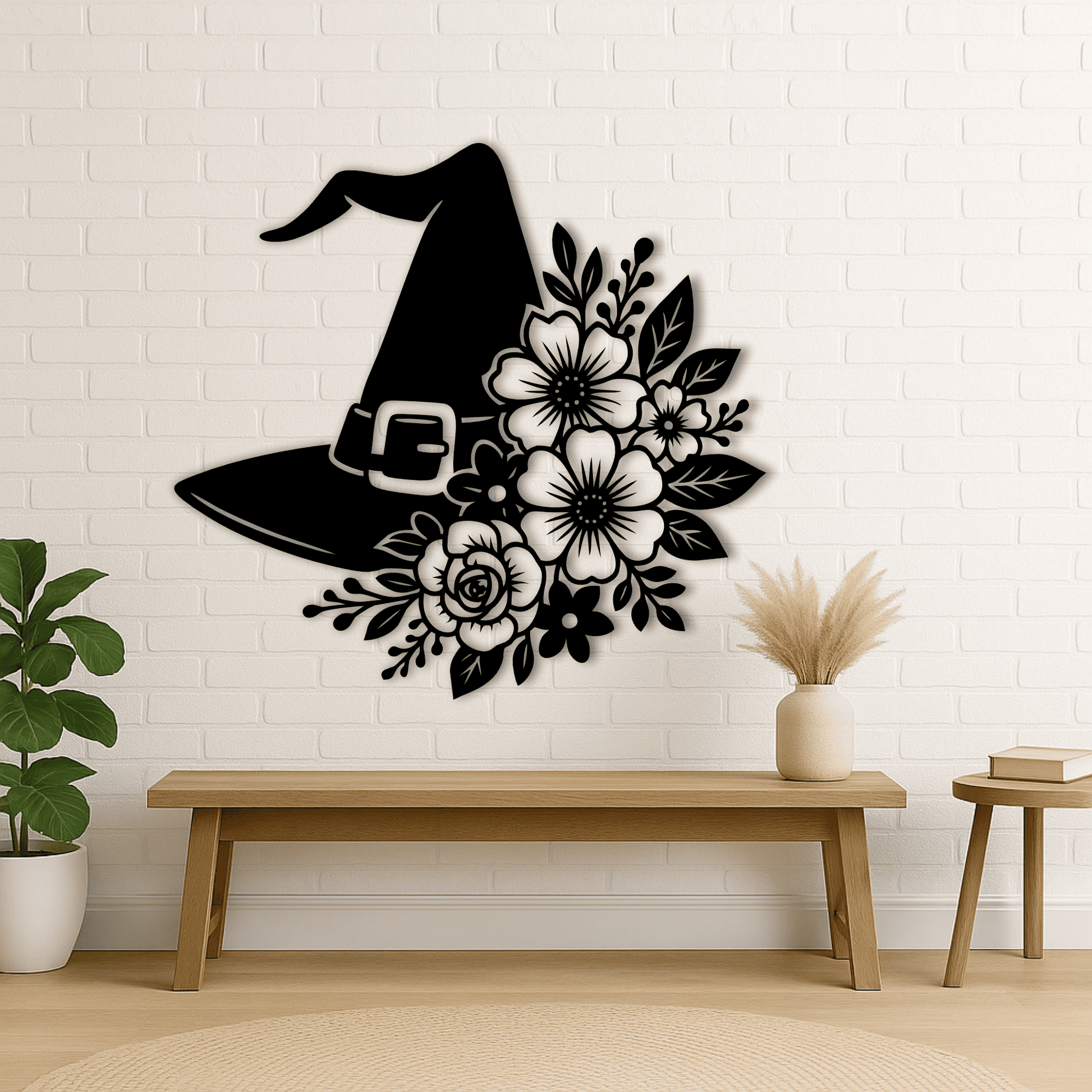 Halloween witch hat with flowers SVG