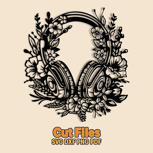 Flower Headphones Dxf Svg files