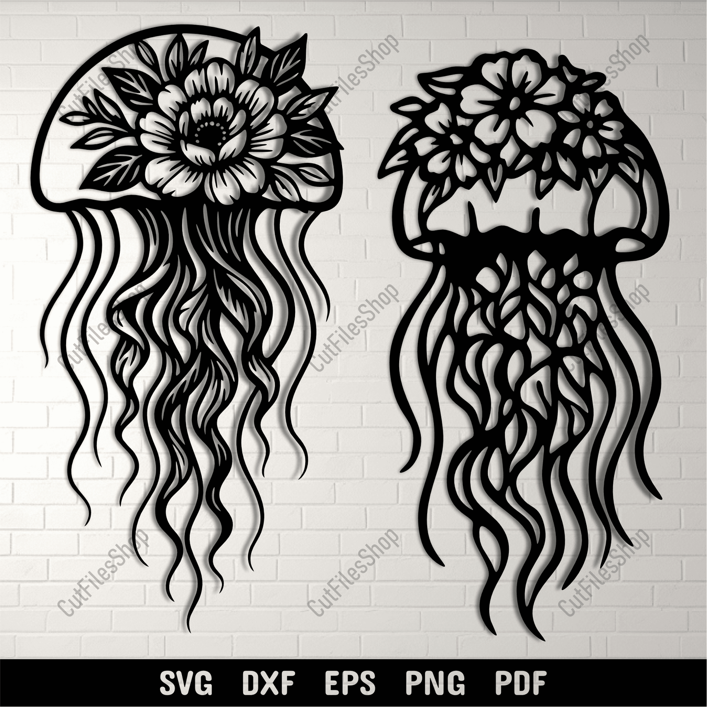 Floral jellyfish metal wall art design