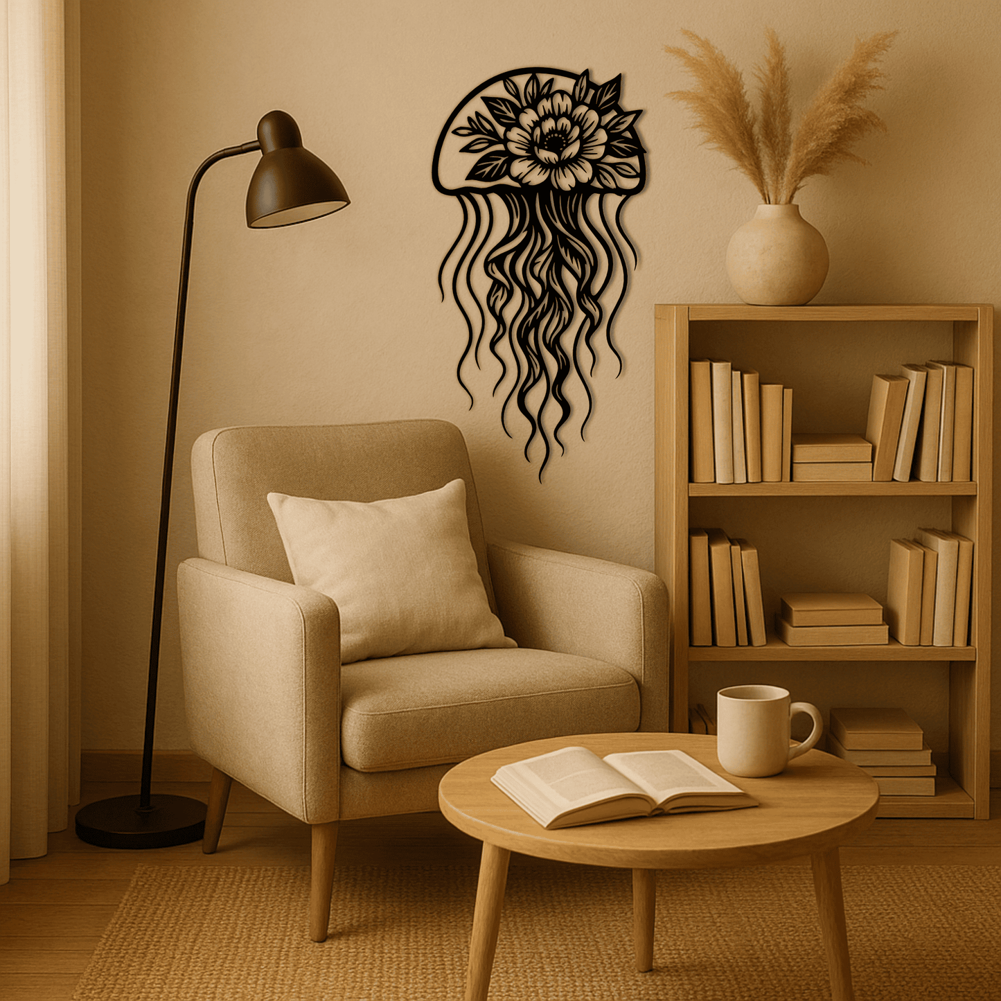 Jellyfish with flowers SVG cut file