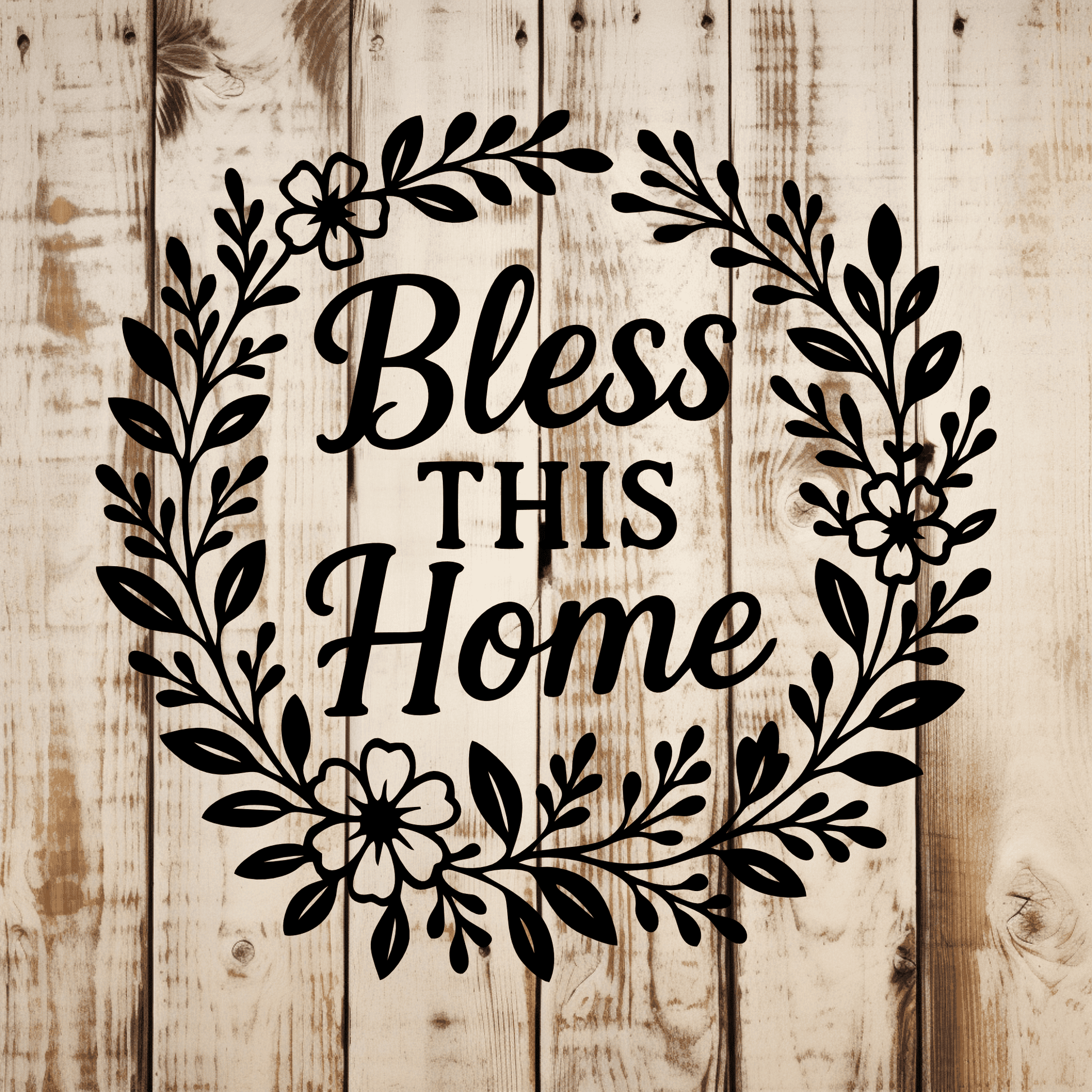 Bless This Home floral wreath SVG DXF for Cricut, xTool, laser cutting and home decor
