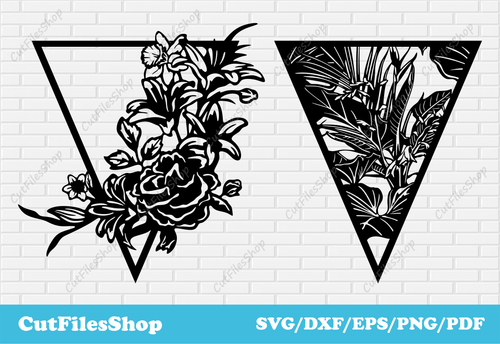 Geometric decor dxf for Laser cut, Flowers for cricut, Clip Art Flowers, Triangle decor dxf, Plasma cnc files, dxf for metal cutting, free download dxf files, decor dxf download, geometric dxf files, flowers for laser
