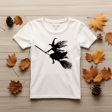 Load image into Gallery viewer, Witch on Broom Sublimation T-shirt Design, Flying Witch SVG Cut File, Halloween Instant Download
