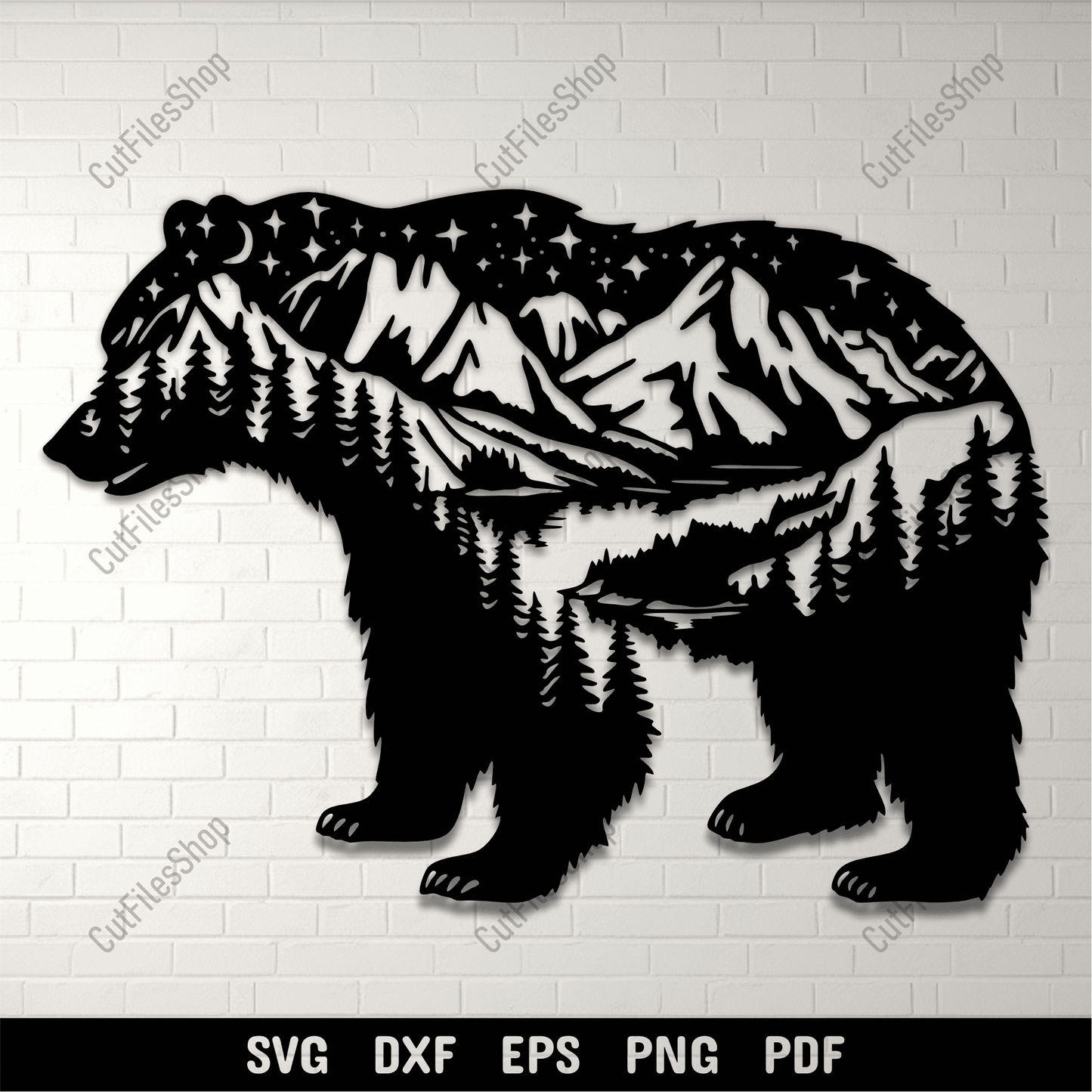 Forest bear SVG for laser engraving