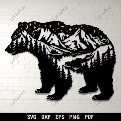 Forest bear SVG for laser engraving