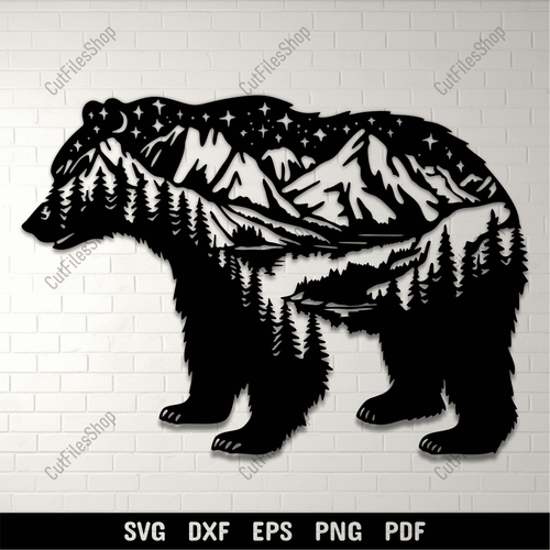 Forest bear SVG for laser engraving