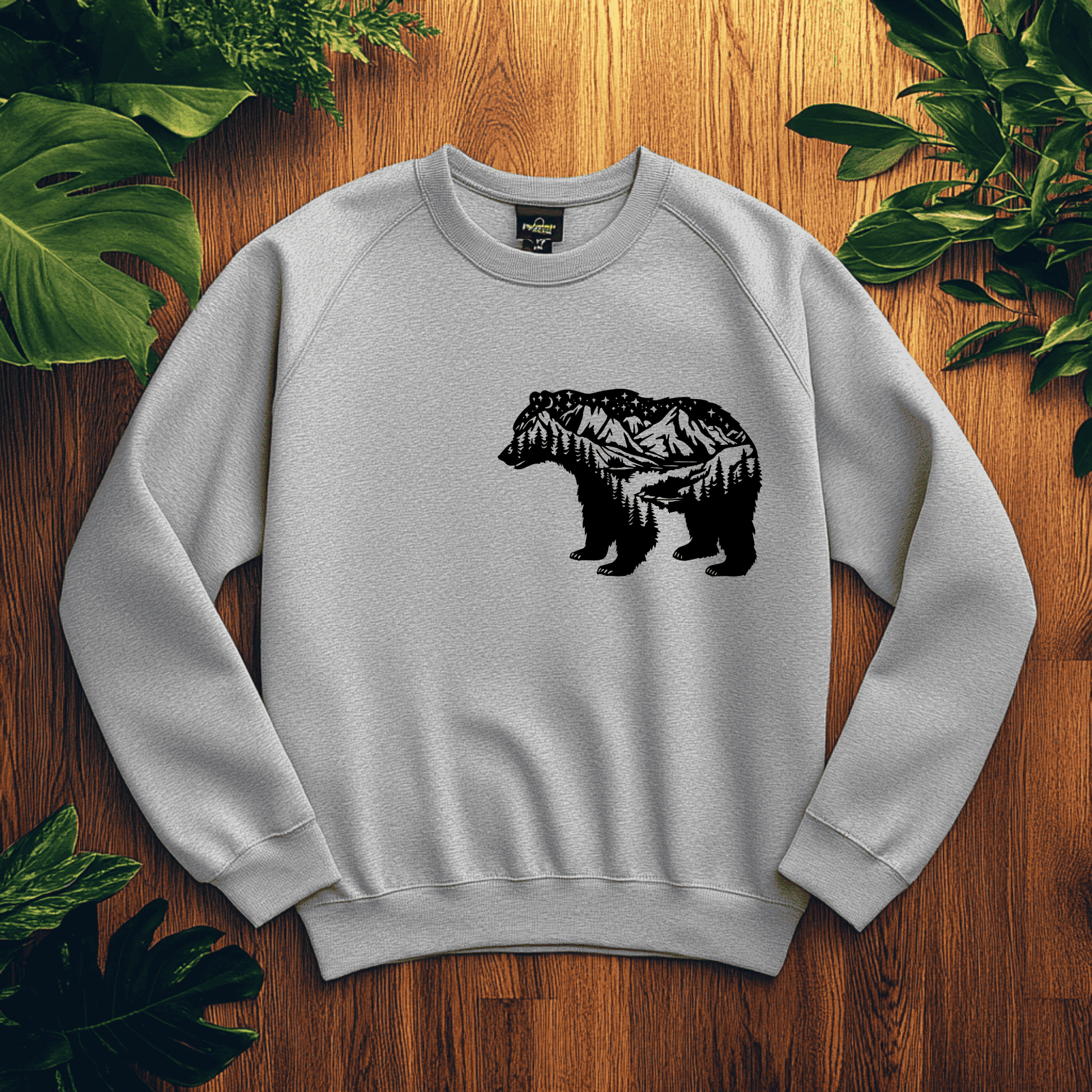 Cricut-ready bear with forest vector
