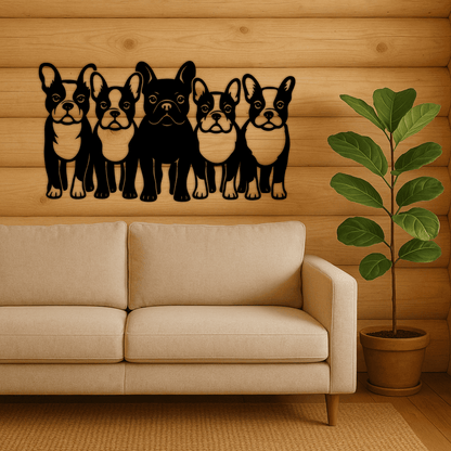 Five bulldog silhouettes design for Cricut and Glowforge