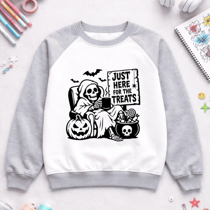 Halloween skeleton cut file with pumpkin, bats and candy cauldron