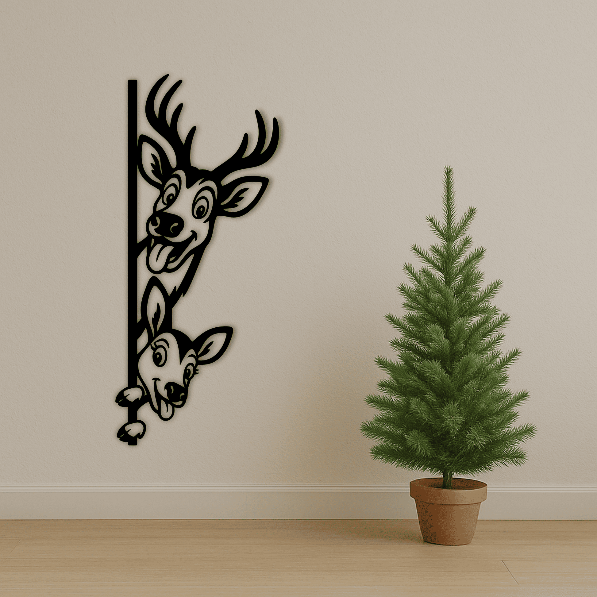Cartoon deer peeking from pole SVG for vinyl crafts