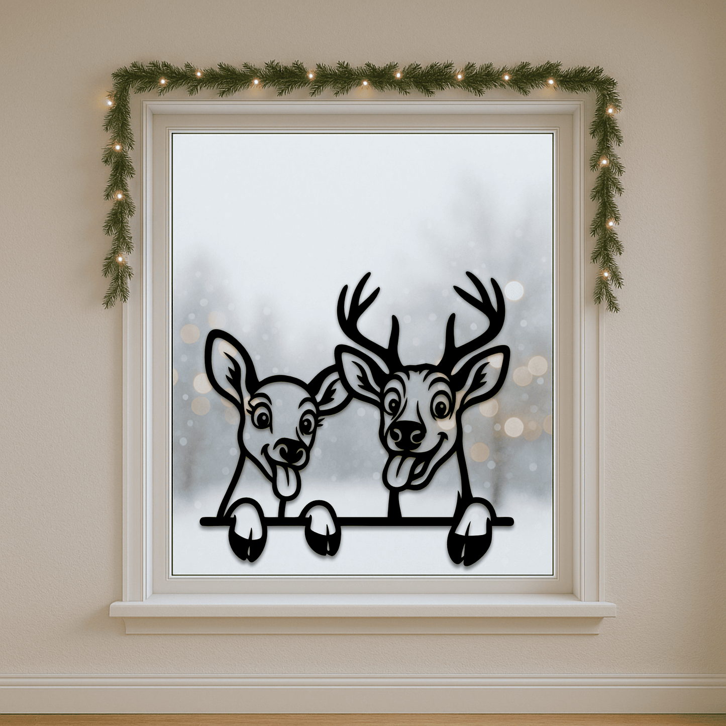 Peeking buck silhouette for Glowforge engraving