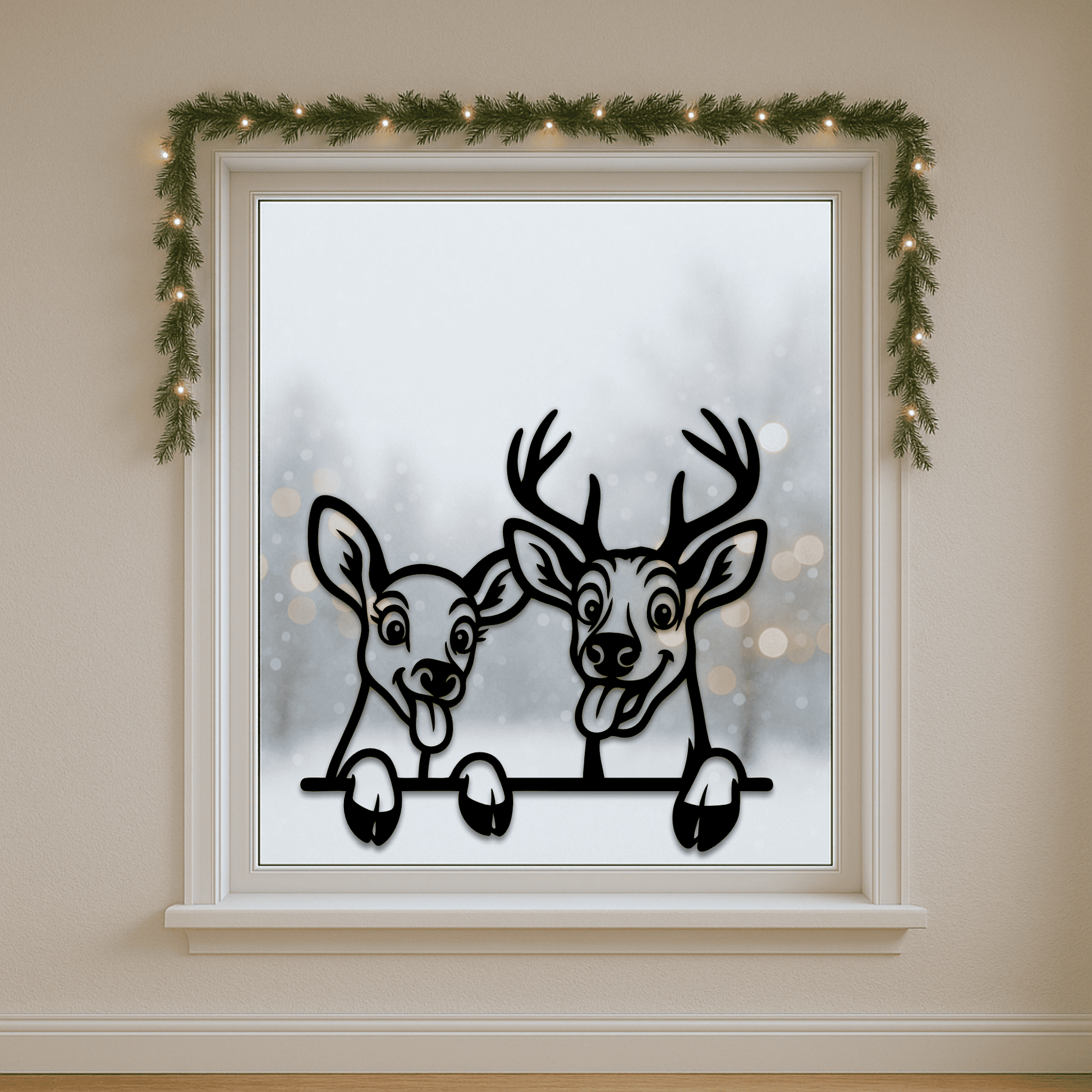 Peeking buck silhouette for Glowforge engraving