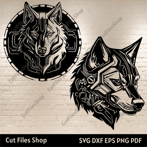 Futuristic Wolf Svg, Wolf Svg Cut Files, Silhouette wolf, Laser engraving files, cnc files for wood, T-shirt wolf svg, wolf dxf for laser, cutting machine, svg image download, wolf cricut, dxf art, svg files for cnc router, free svg files