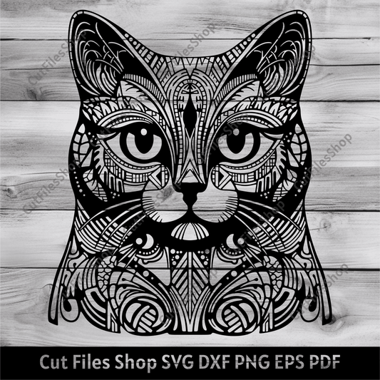 Geometric Cat svg cut files For Cricut, Png clipart, T-shirt design, Laser engraving files, Futuristic Cat vector, fantasy cat svg, cat for laser, cat for silhouette, free cut files, cat for vinyl cut, cricut design space cat, vector cat, cat art svg