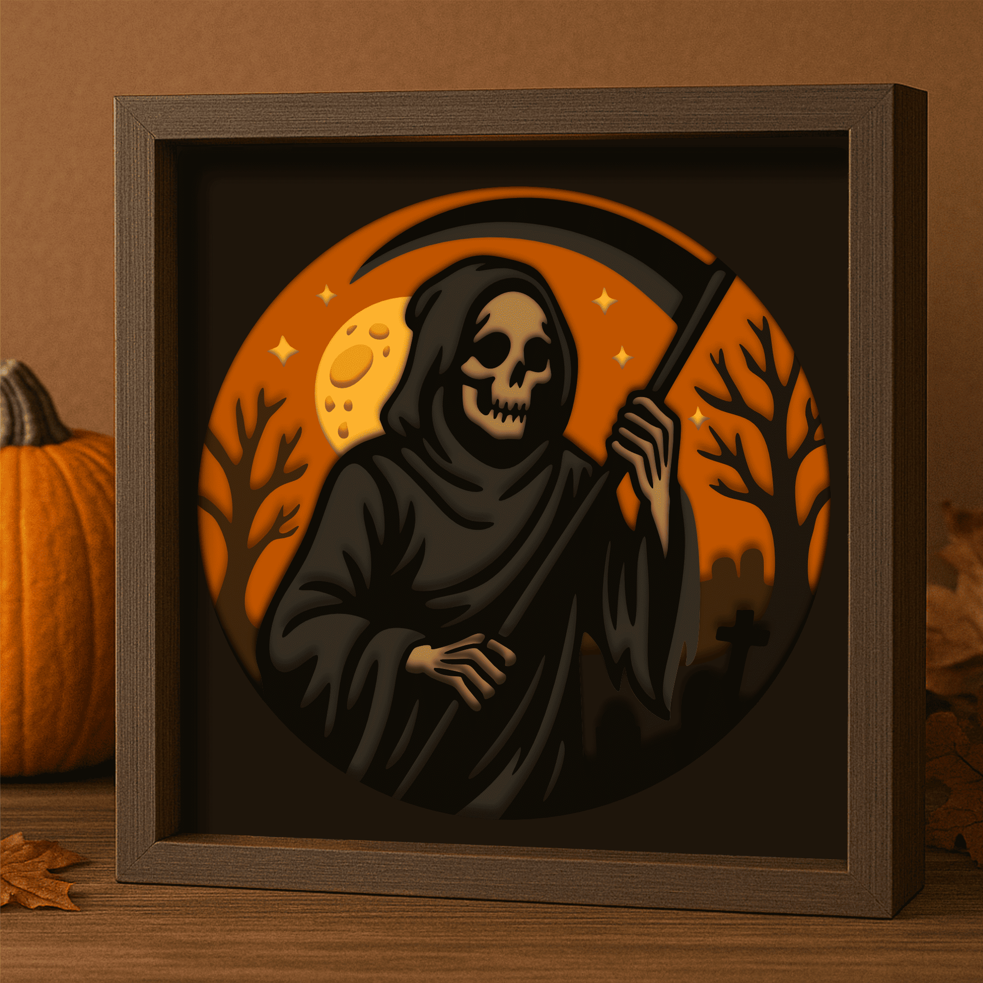 Multilayer Reaper shadow box design for Cricut and Glowforge