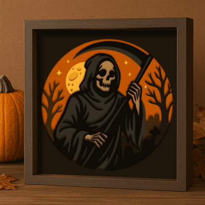 Multilayer Reaper shadow box design for Cricut and Glowforge