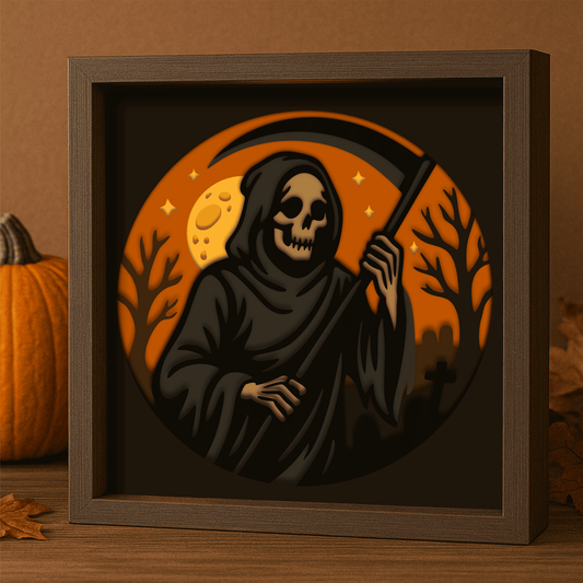 Multilayer Reaper shadow box design for Cricut and Glowforge