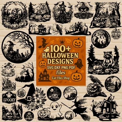 100+ Halloween SVG DXF PNG Bundle | Spooky Cut Files for CNC, Cricut, Silhouette & Laser Cutting