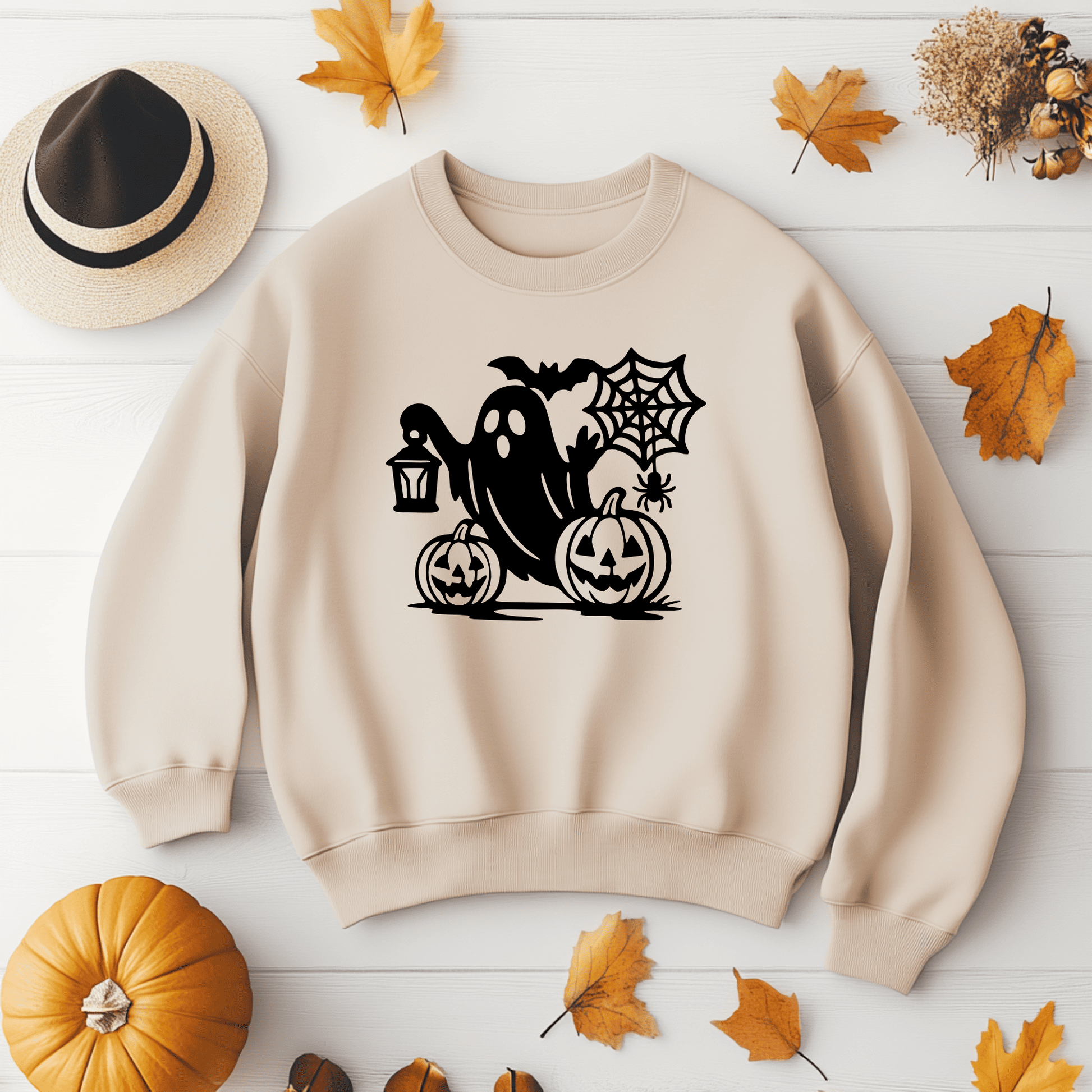 Ghost with lantern and spider web DXF file, Sublimation Tshirt svg