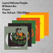 Load image into Gallery viewer, Halloween Paper Craft Shadow Box, Layered Pumpkin 3D Art, DXF for Silhouette, SVG Template for Cardstock, DIY Home Decor
