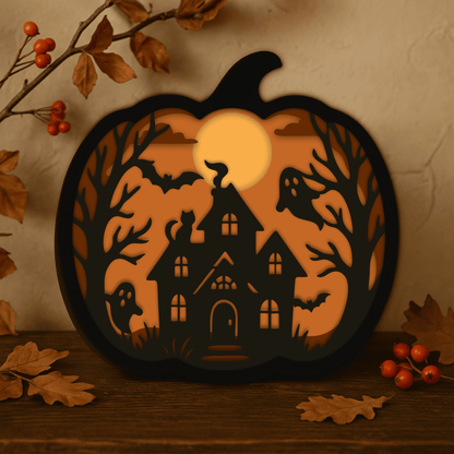 Halloween haunted house inside pumpkin cutting file for Cricut