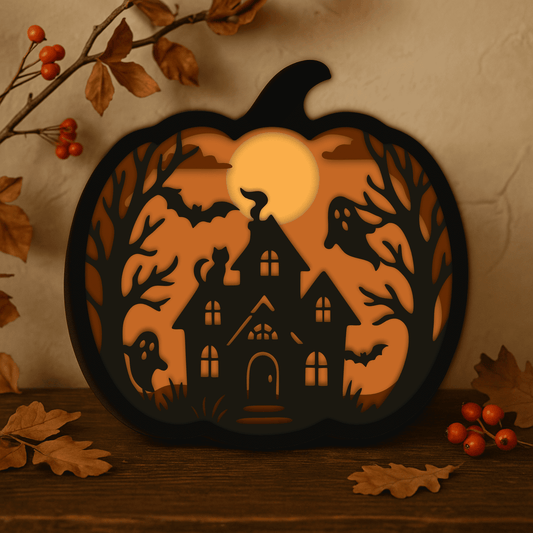 Halloween haunted house inside pumpkin cutting file for Cricut